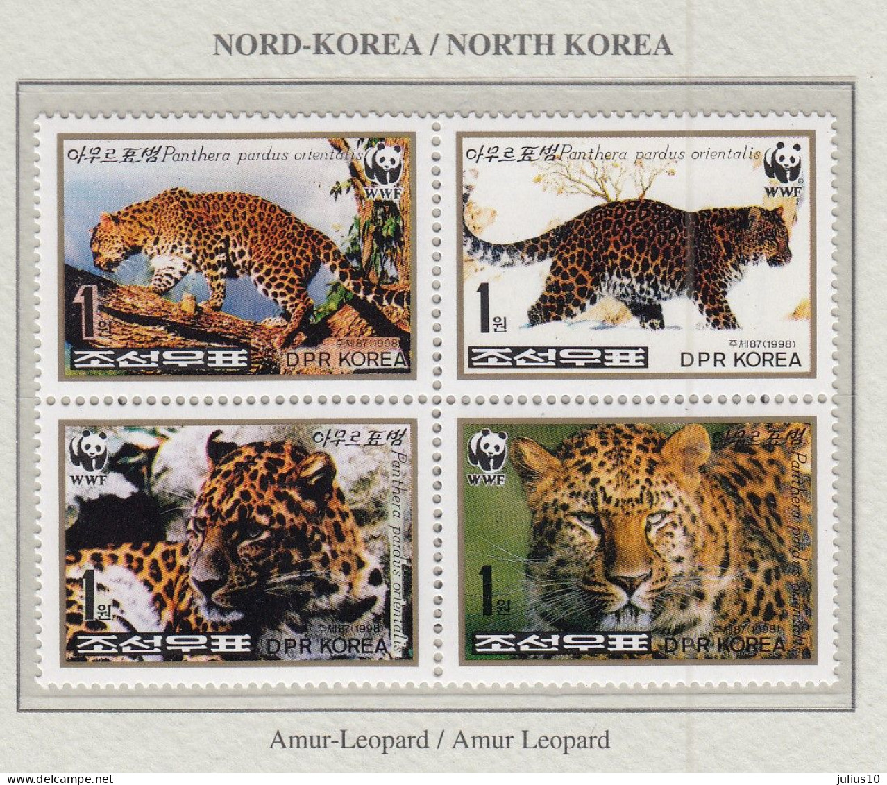 KOREA NORTH 1998 WWF Anials Leopard Mi 4085-4088 MNH(**) Fauna 592 - Félins