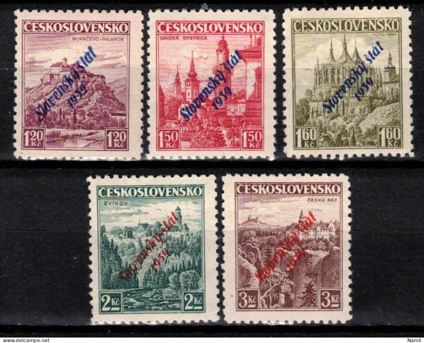 Slovaquie 1939 Mi 13-6+18 (Yv 12-15+17), (MNH)** - Unused Stamps
