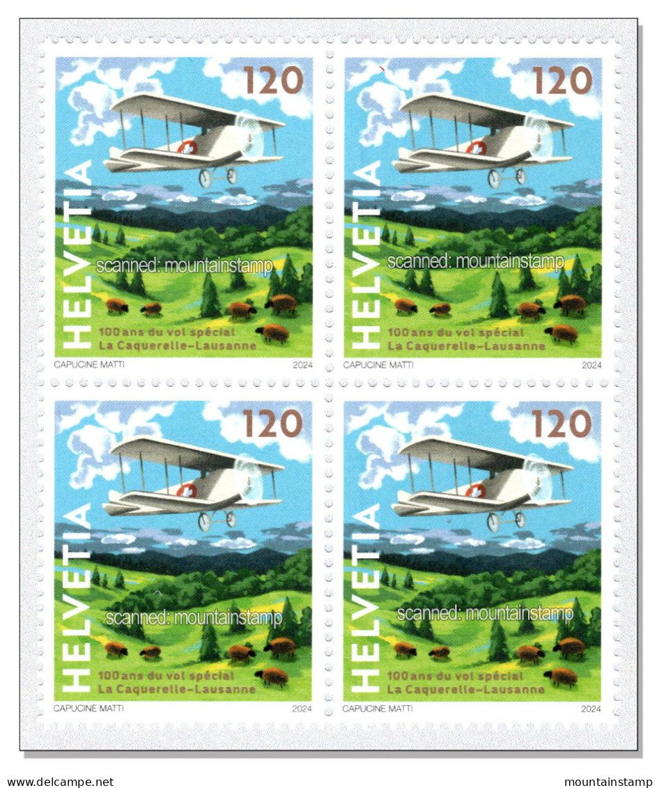 Switzerland 2024 (2/24) La Caquerelle Lausanne Plane Flugzeug Avion Aereo Schaf Mouton Pecora Fieseler Storch Aircraft - Unused Stamps