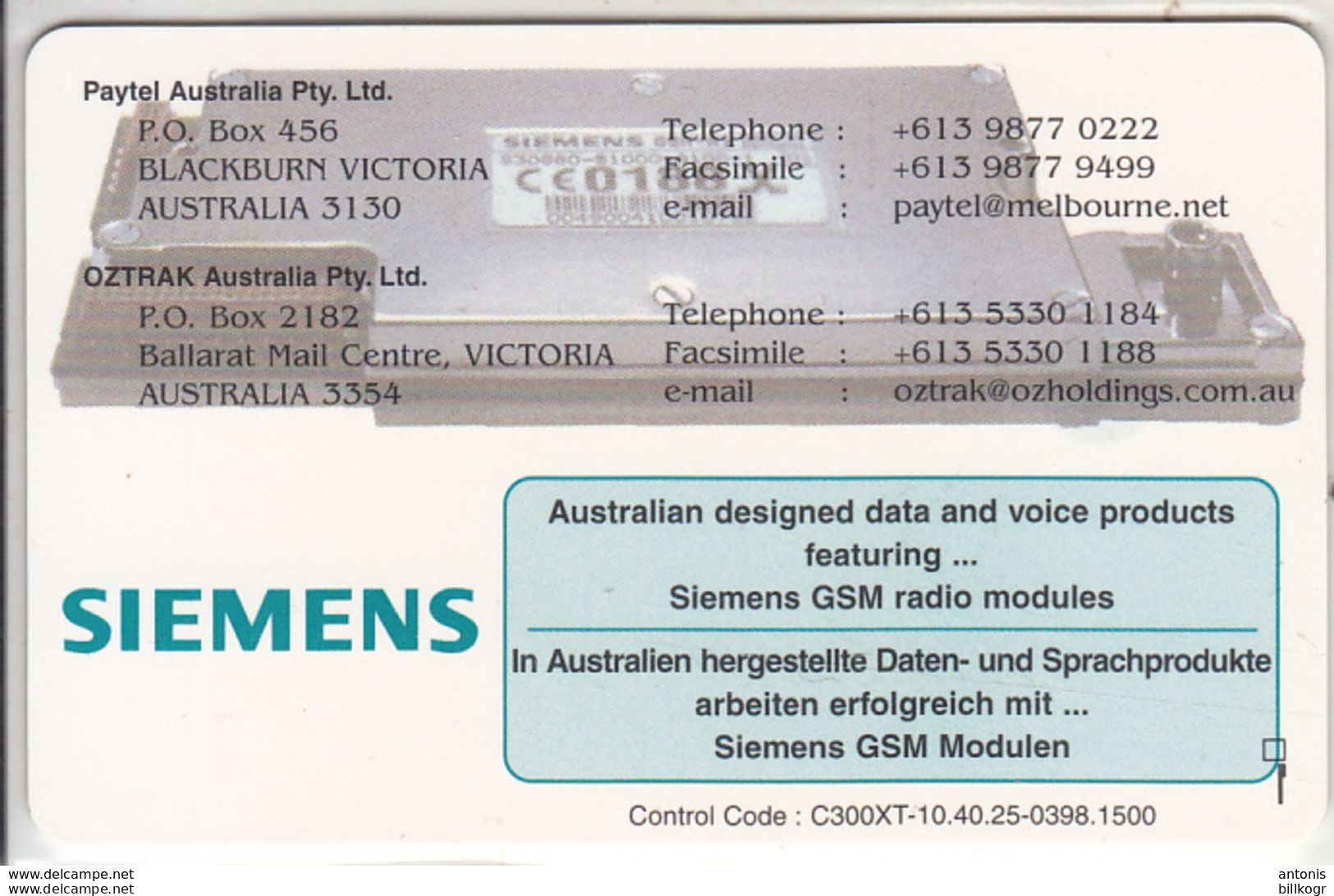 AUSTRALIA - CeBIT 98/Hannover, Oztrak/Paytel Chip Telecard $AUD 10/DM 12, Tirage 1500, 03/98, Mint - Australië