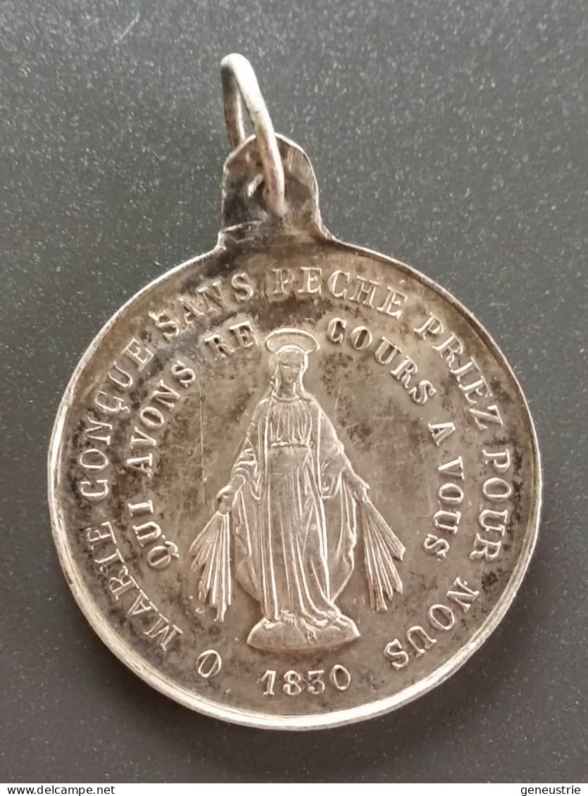 Pendentif Médaille Religieuse Fin XIXe Argent 800 "Congrégation Des Enfants De Marie" Religious Medal - Religión & Esoterismo