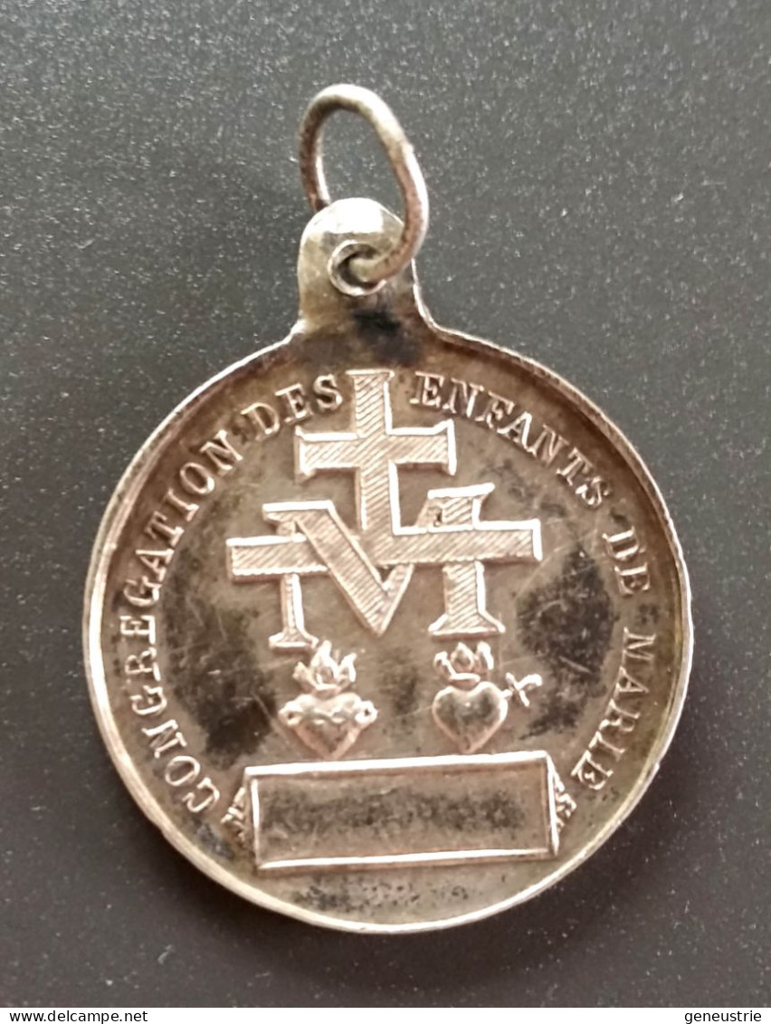 Pendentif Médaille Religieuse Fin XIXe Argent 800 "Congrégation Des Enfants De Marie" Religious Medal - Godsdienst & Esoterisme