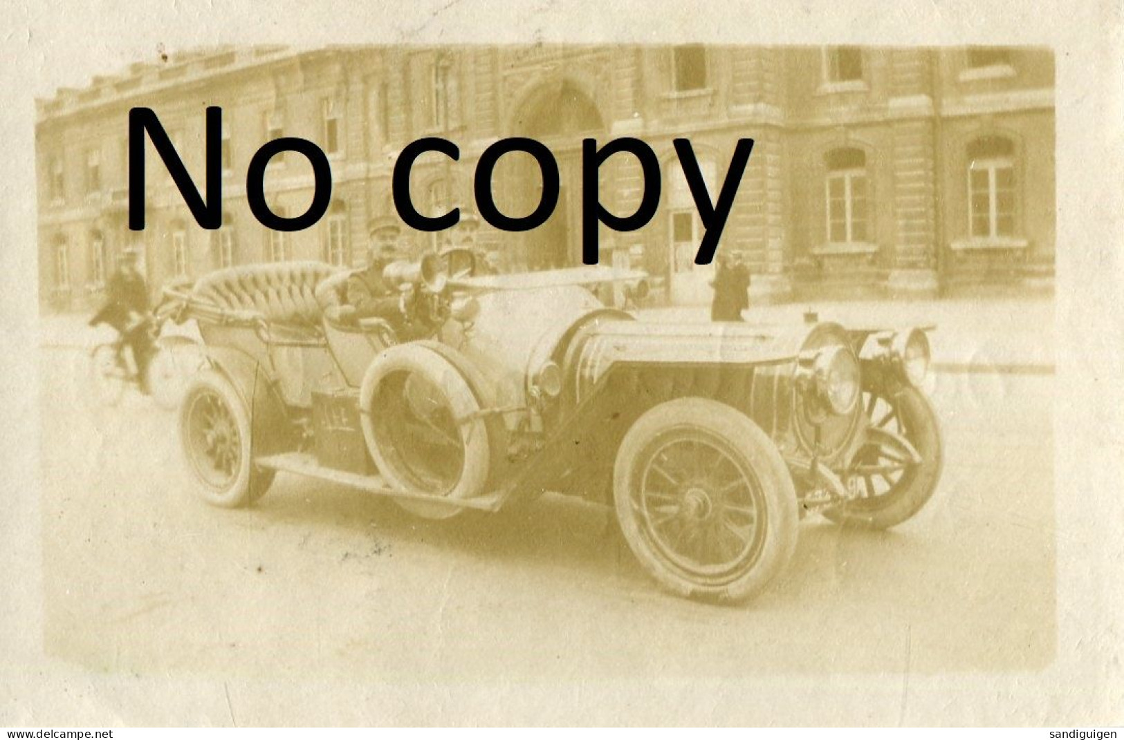 PHOTO FRANCAISE - A LYON RHONE - OFFICIERS EN AUTOMOBILE PARTANT POUR LE REGIMENT LE 2 AOUT 1914 - GUERRE 1914 1918 - Guerre, Militaire