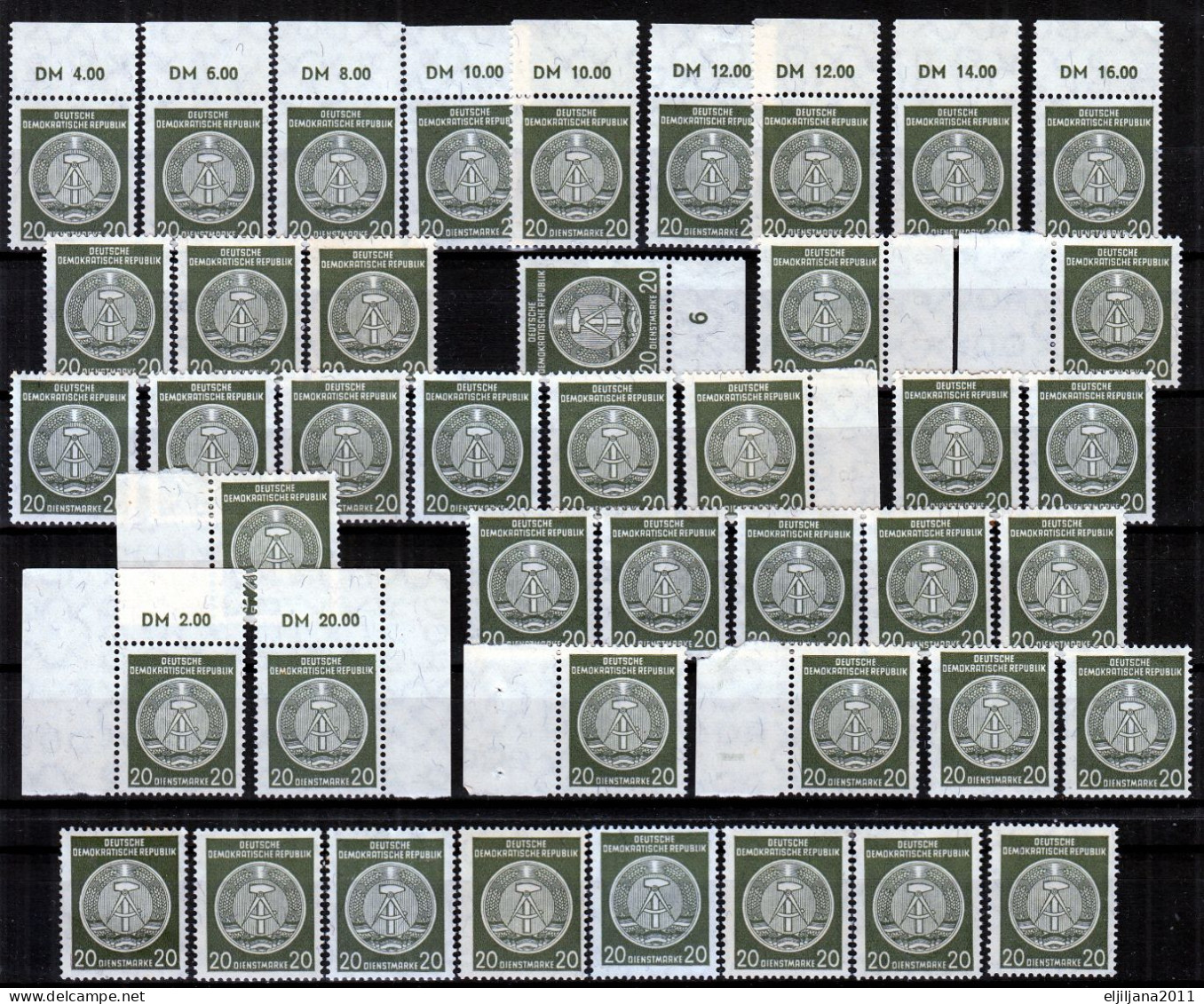 DDR - East Germany 1957 ⁕ Official / Dienstmarke 20 Pf. Mi.37 Perf. 13:12½ ⁕ 43v MNH - Unused Stamps
