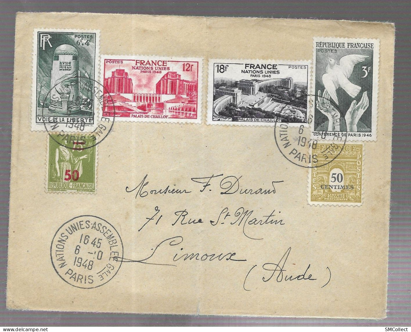 Cachet 1948 Paris, Assemblée Générale Des Nations Unies - 1921-1960: Période Moderne