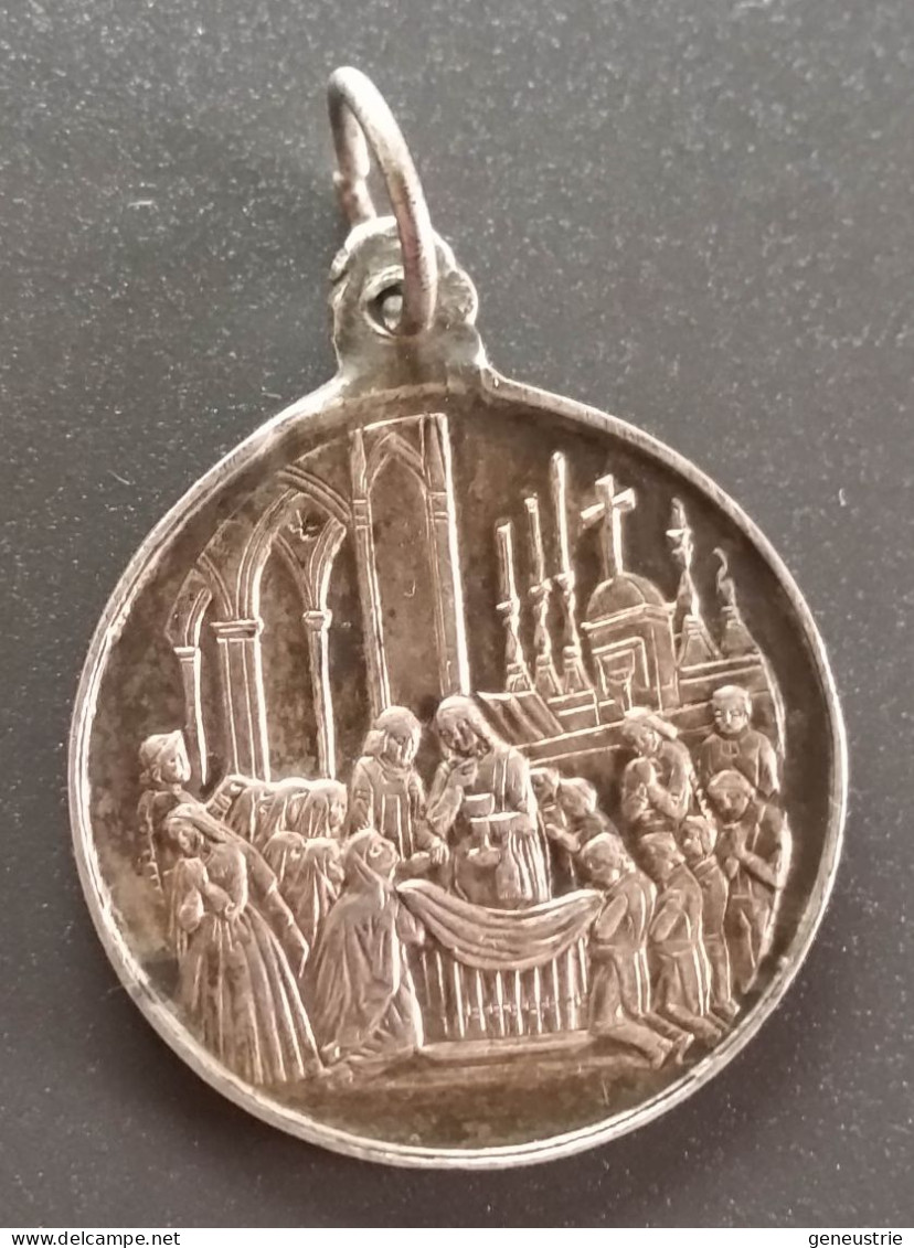 Pendentif Médaille Religieuse Fin XIXe Argent 800 "Souvenir De 1ère Communion - 1889" Religious Medal - Religion & Esotérisme