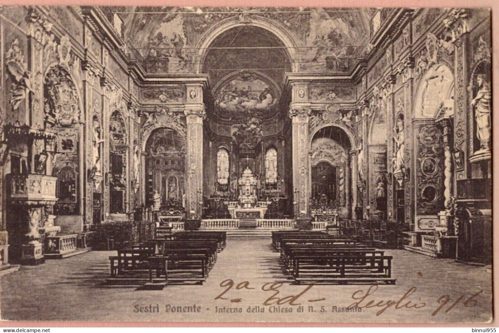 Cartolina Sestri Ponente Interno Della Chiesa Di N.S. Assunta - Non Viaggiata - Genova (Genoa)