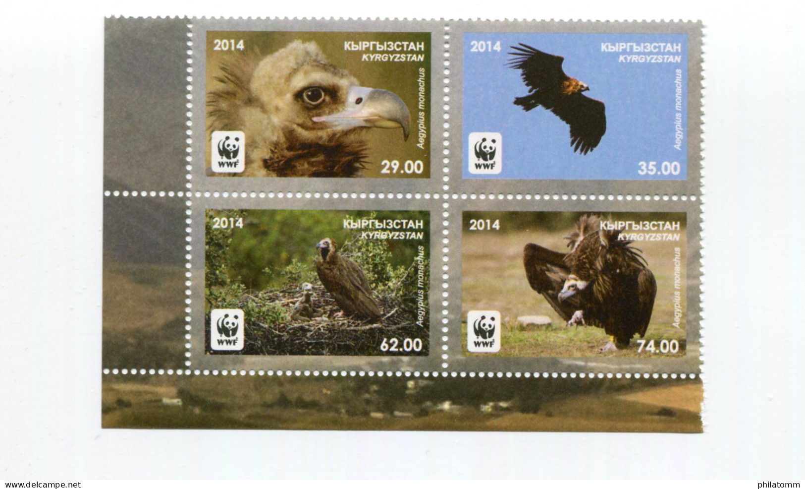 WWF - Kirgisien - Mi.Nr. 785 / 788 A - "Mönchsgeier" ** / MNH (aus Dem Jahr 2014) - Neufs