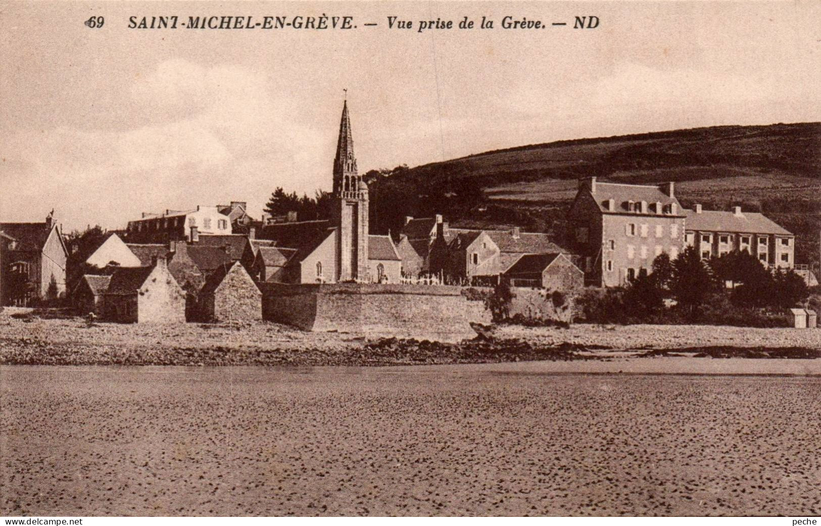 N°1579 W -cpa Saint Michel En Grève -vue Prise De La Grève- - Saint-Michel-en-Grève