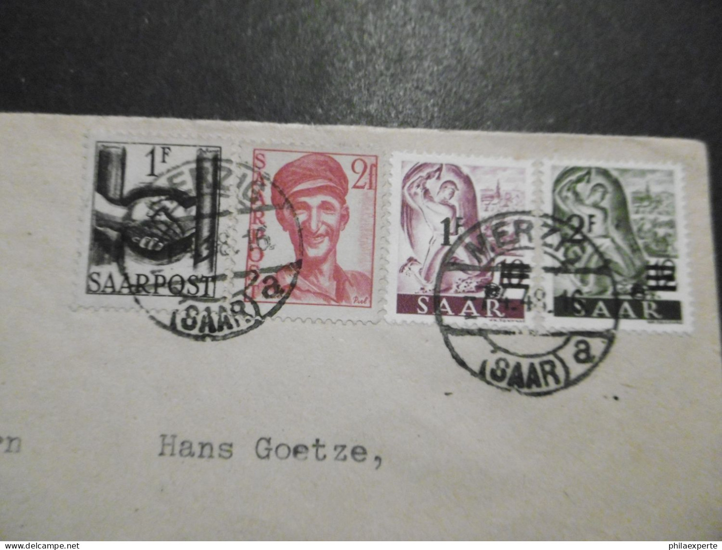 Saarland Mi. 228/229 II + 241/242(diese FDC Mi. 200.-€) Brief Von Merzig 1.4.1948 Nach Dorsten-selten - Brieven En Documenten