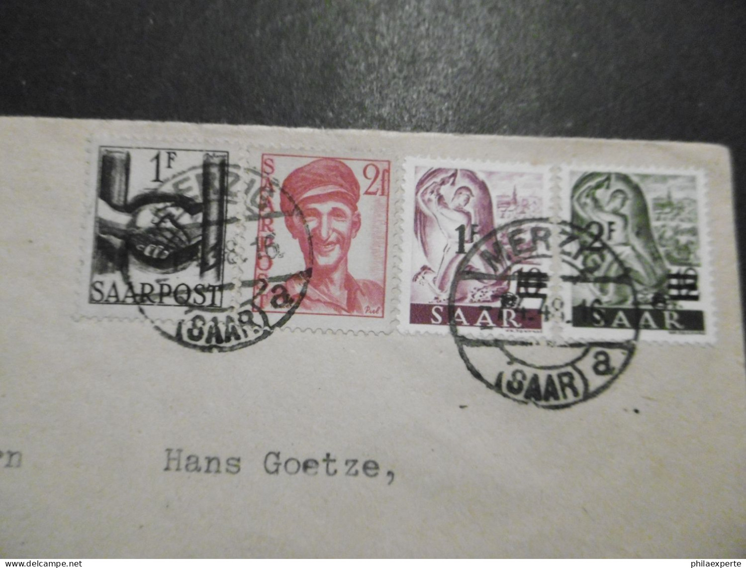 Saarland Mi. 228/229 II + 241/242(diese FDC Mi. 200.-€) Brief Von Merzig 1.4.1948 Nach Dorsten-selten - Covers & Documents