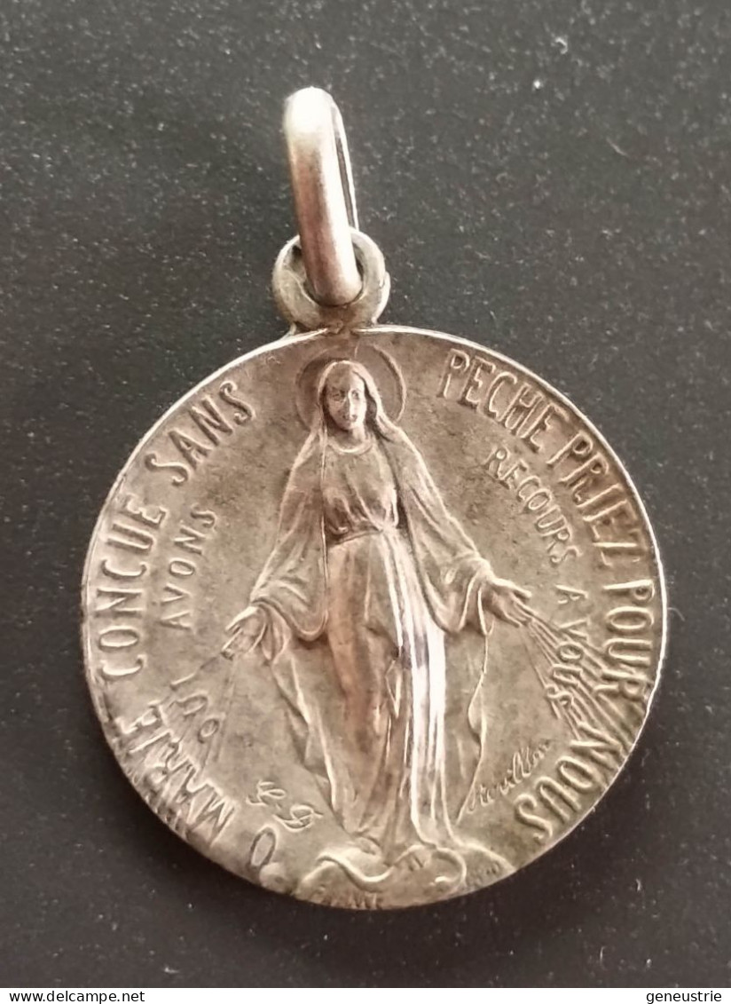 Pendentif Médaille Religieuse Fin XIXe Argent 800 "Notre-Dame De La Médaille Miraculeuse" Religious Medal - Religion & Esotérisme