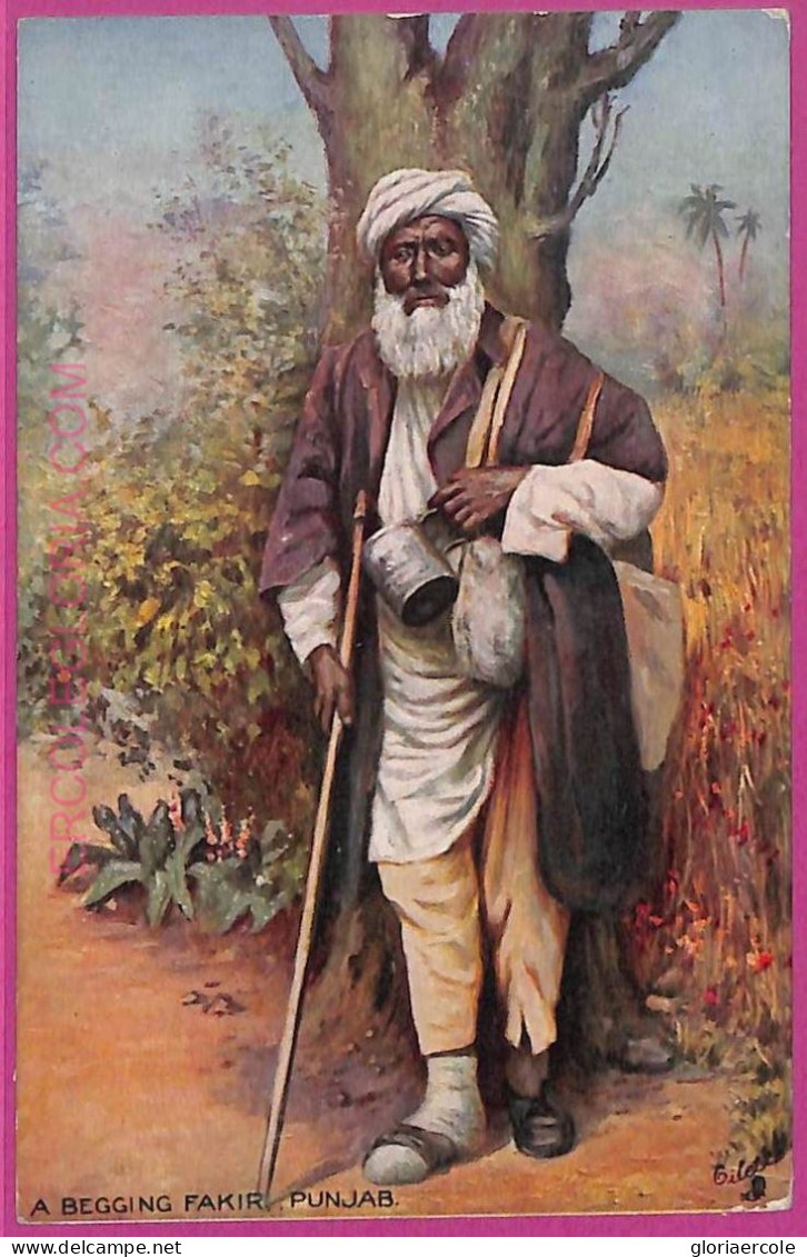 Ag3790  - INDIA - VINTAGE POSTCARD  - Ethnic, Beggar,  Punjab - Inde