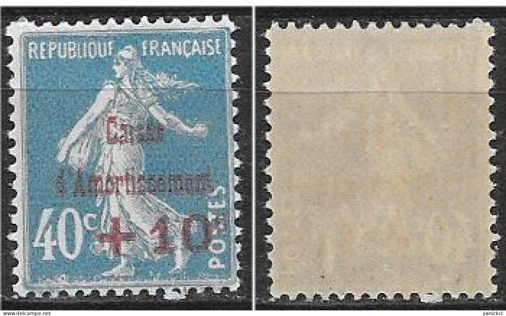 Au Profit De La Caisse D'Amortissement - Semeuse - +10 C. S. 40 C. Bleu - (1927) - Y & T N° 246 ** - Neufs