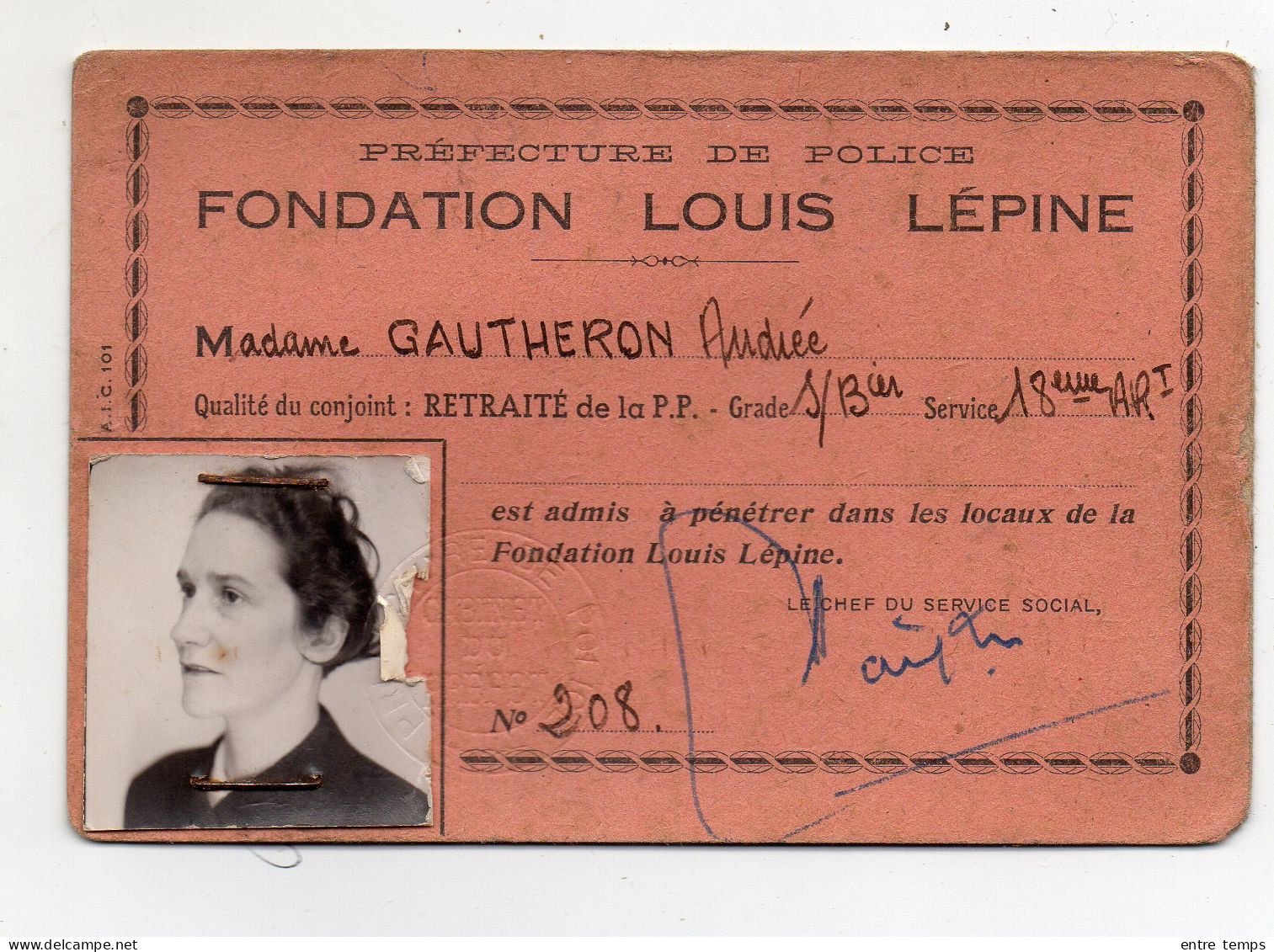 Fondation Louis Lépine  Carte Membre P.P - Sammlungen