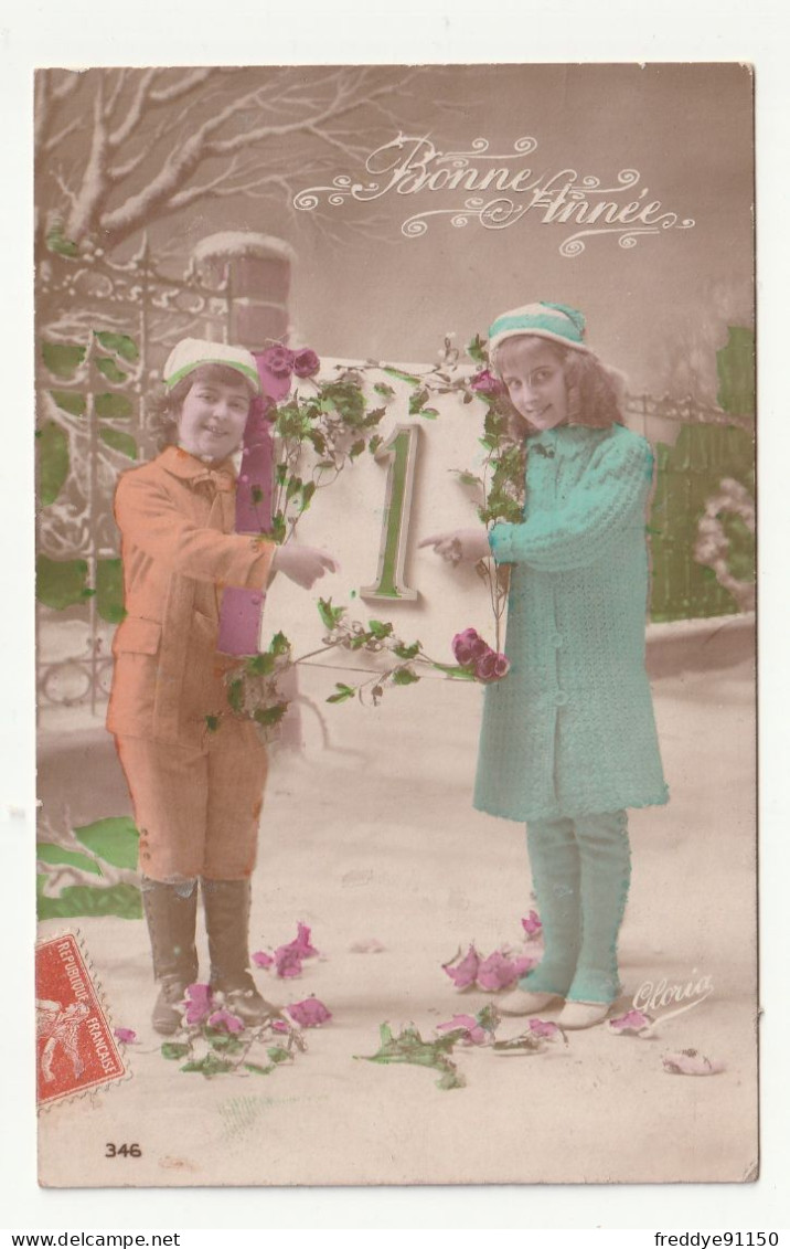 Cpa Enfants . Fillette . Bonne Année .1er Janvier . 1917 - Groepen Kinderen En Familie