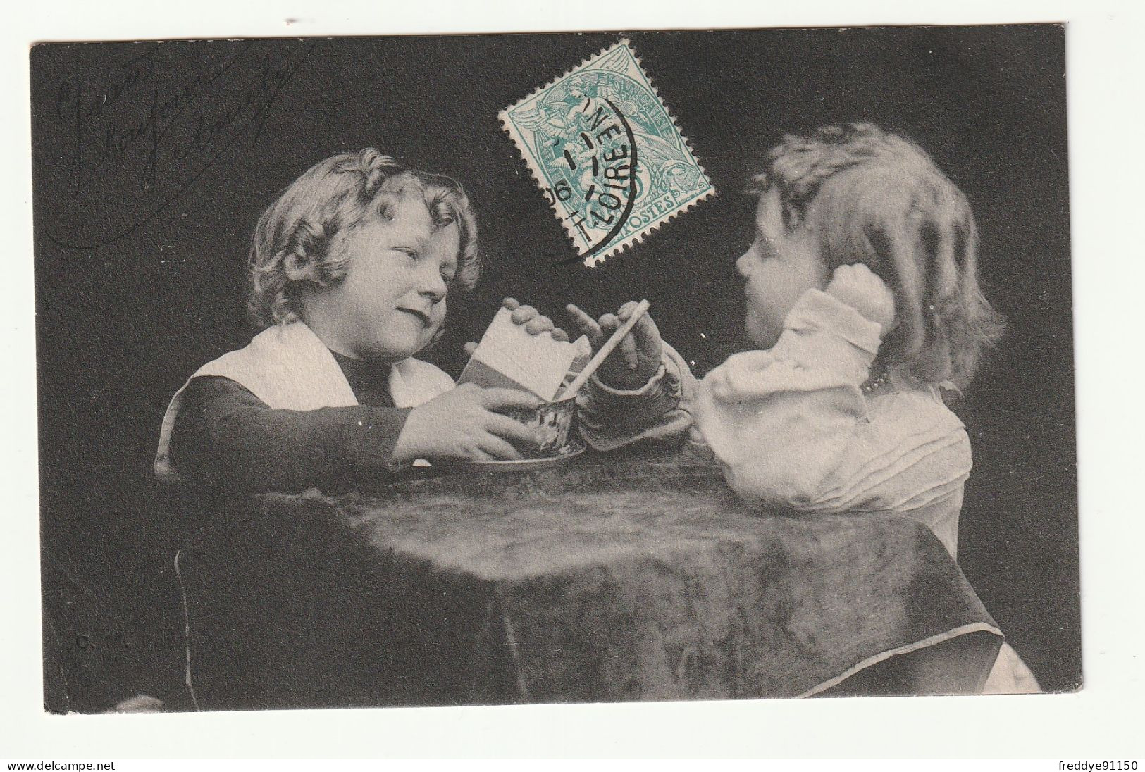 CPA Enfants . Fillette . Garçon . 1906 - Ritratti