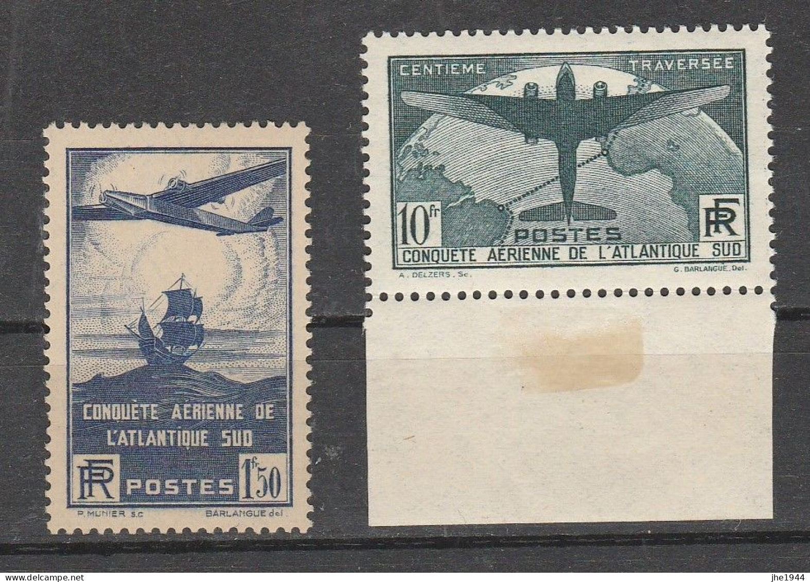 France N° 320 Et 321 ** Traversée Aérienne Atlantique Sud - Unused Stamps