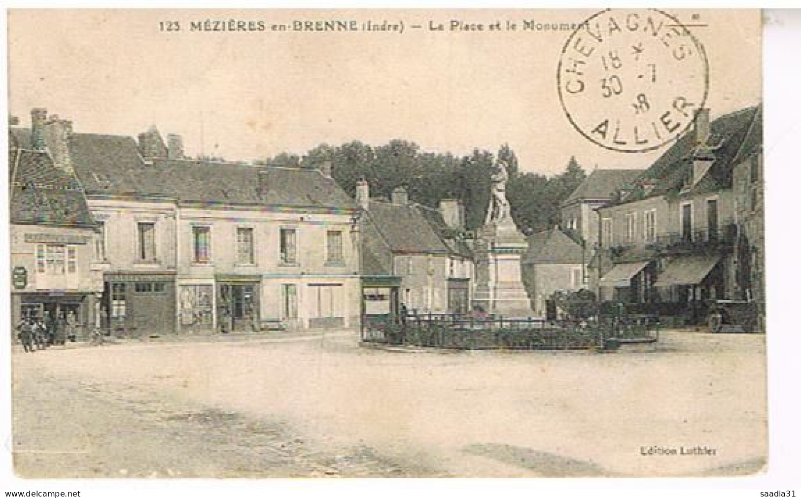 36  LES  MEZIERES EN BRENNE  LA PLACE ET LE MONUMENT   1938 - Autres & Non Classés