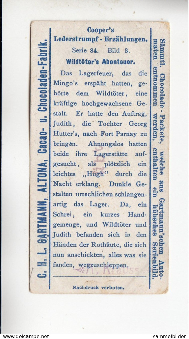 Gartmann  Coopers Lederstrumpf Erzählungen Wildtöters Abenteuer  Serie 84 #3 Von 1903 - Other & Unclassified