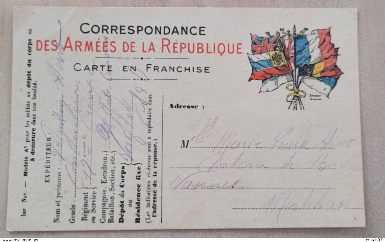 CORRESPONDANCE DES ARMÉES DE LA RÉPUBLIQUE / CARTE EN FRANCHISE : ENVOI Le 23 Aout 1915 De Viroflay - War 1914-18