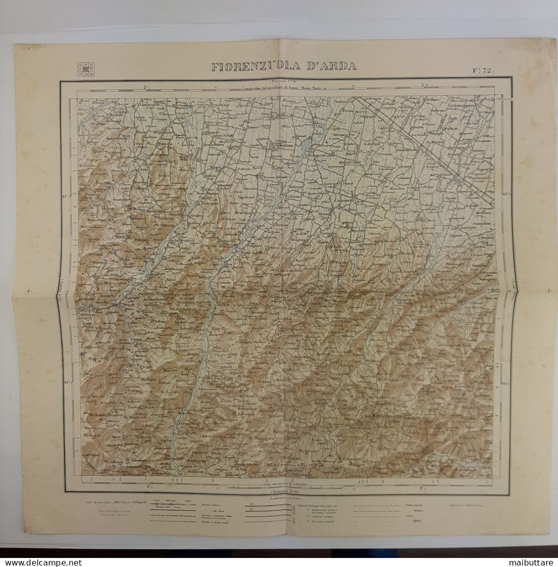 Carta Geografica Militare - Fiorenzuola D'Arda  Dell'anno 1908 Scala 1 A 100.000 - Geographical Maps