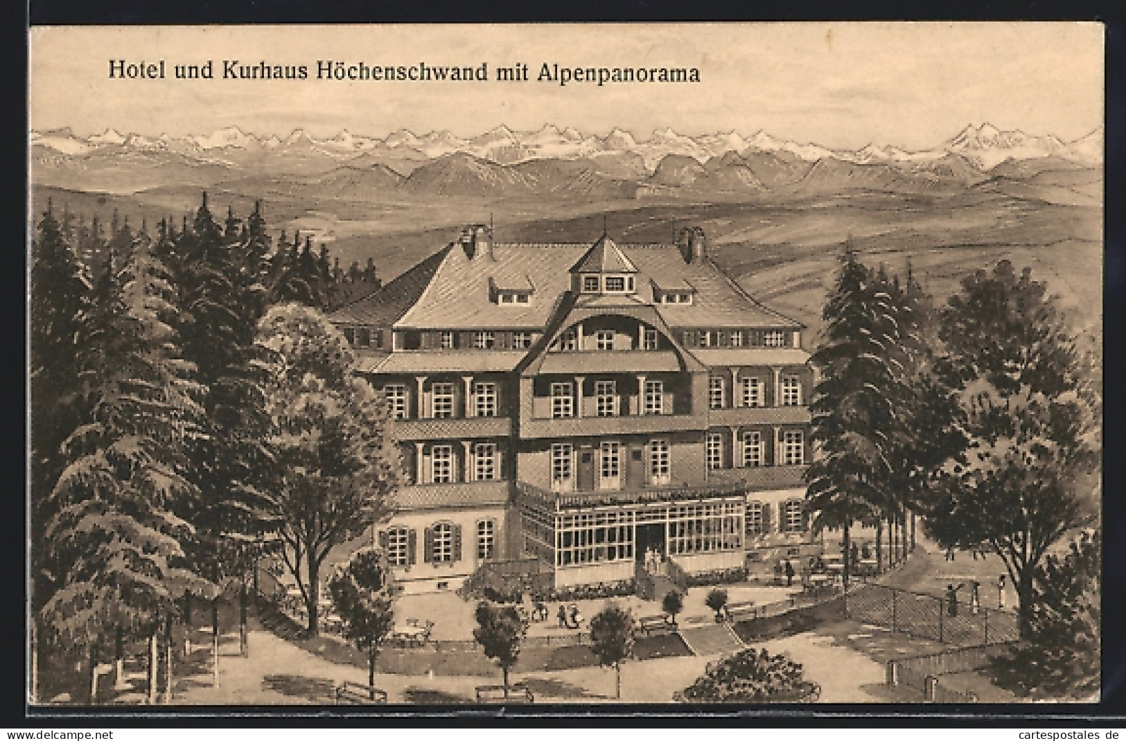 Künstler-AK Höchenschwand, Hotel Und Kurhaus Höchenschwand Mit Alpenpanorama  - Hoechenschwand
