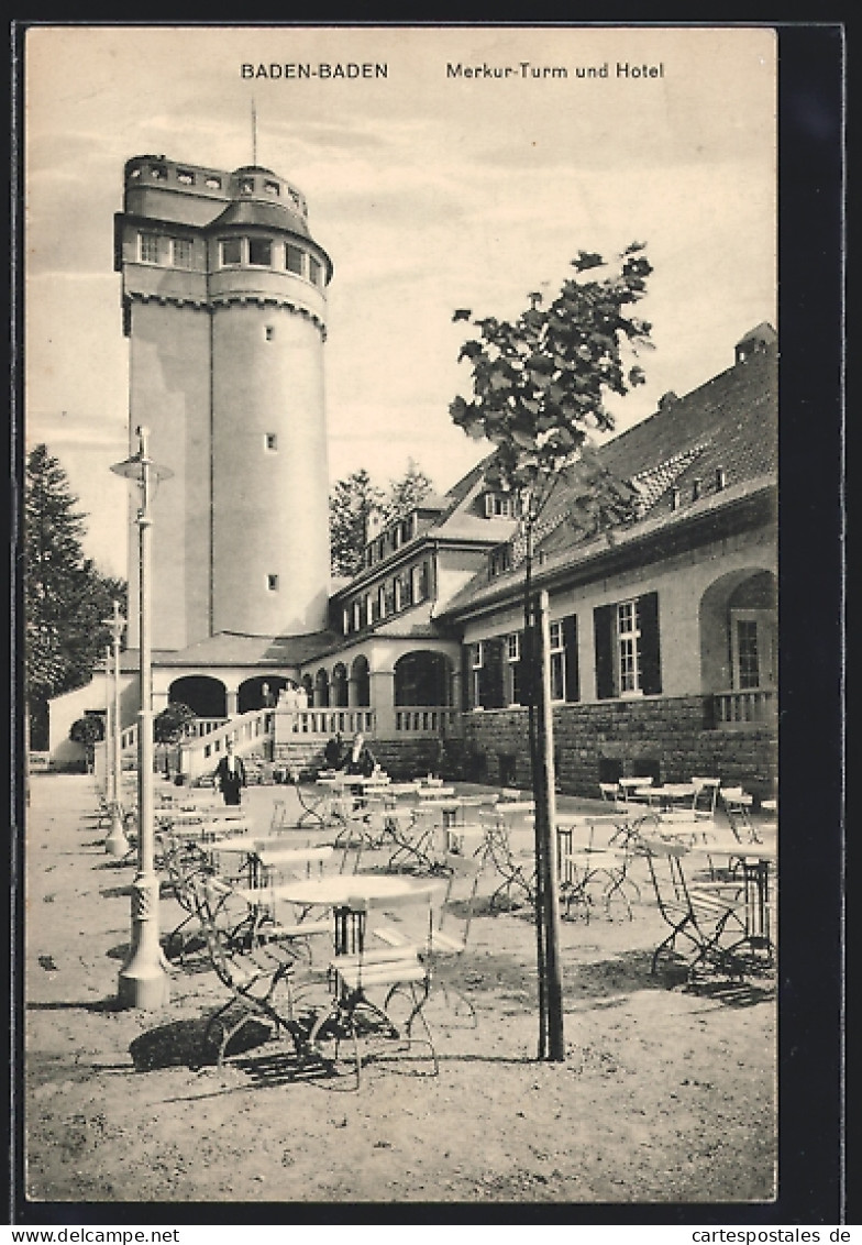 AK Baden-Baden, Merkur-Turm Und Hotel  - Baden-Baden