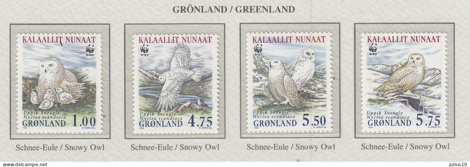 GREENLAND 1999 WWF Birds Owls Mi 331-334 MNH(**) Fauna 596 - Búhos, Lechuza