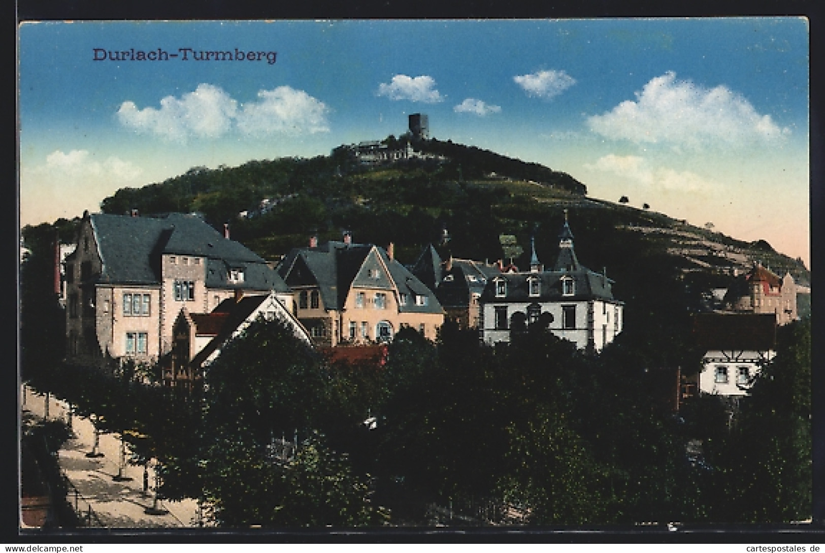 AK Karlsruhe-Durlach, Ortsansicht Mit Blick Auf Den Turmberg  - Karlsruhe