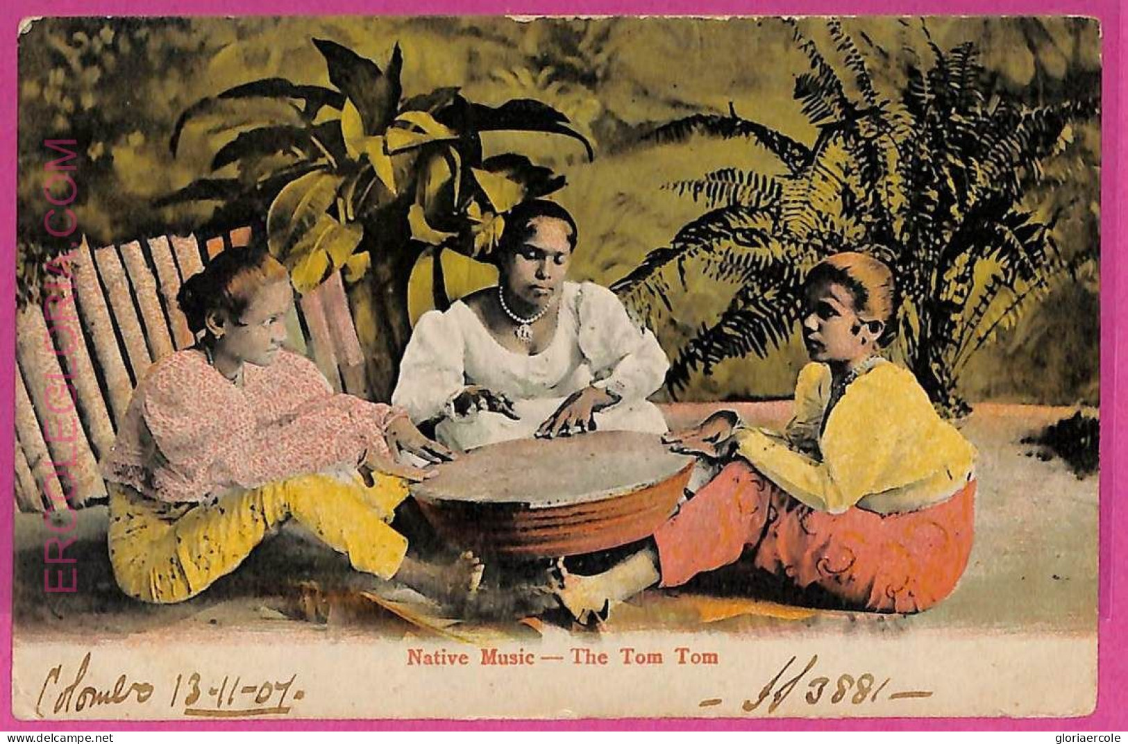 Ag3795  - INDIA - VINTAGE POSTCARD  - 1901 - ETHNIC, Native Music - Indien