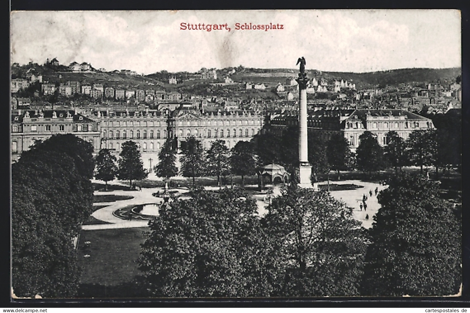 AK Stuttgart, Schlossplatz Mit Säule  - Stuttgart