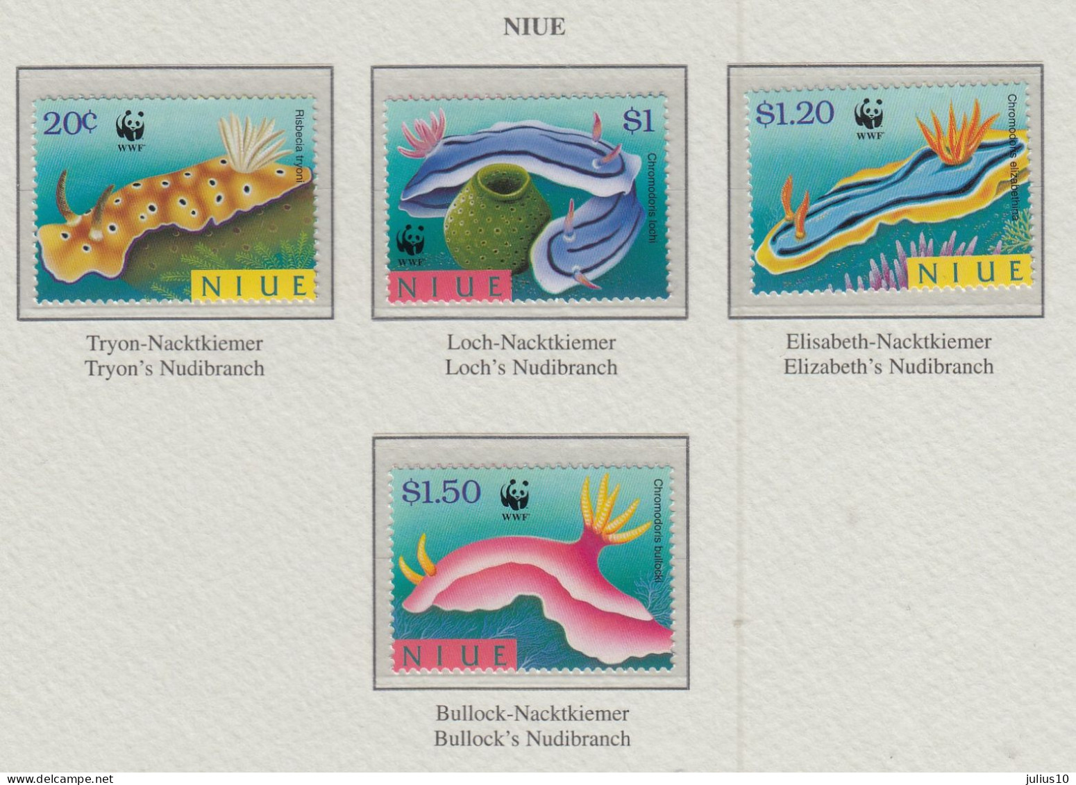 NIUE 1999 WWF Nudibranchs Marine Life Mi 922 - 925 MNH(**) Fauna 597 - Meereswelt