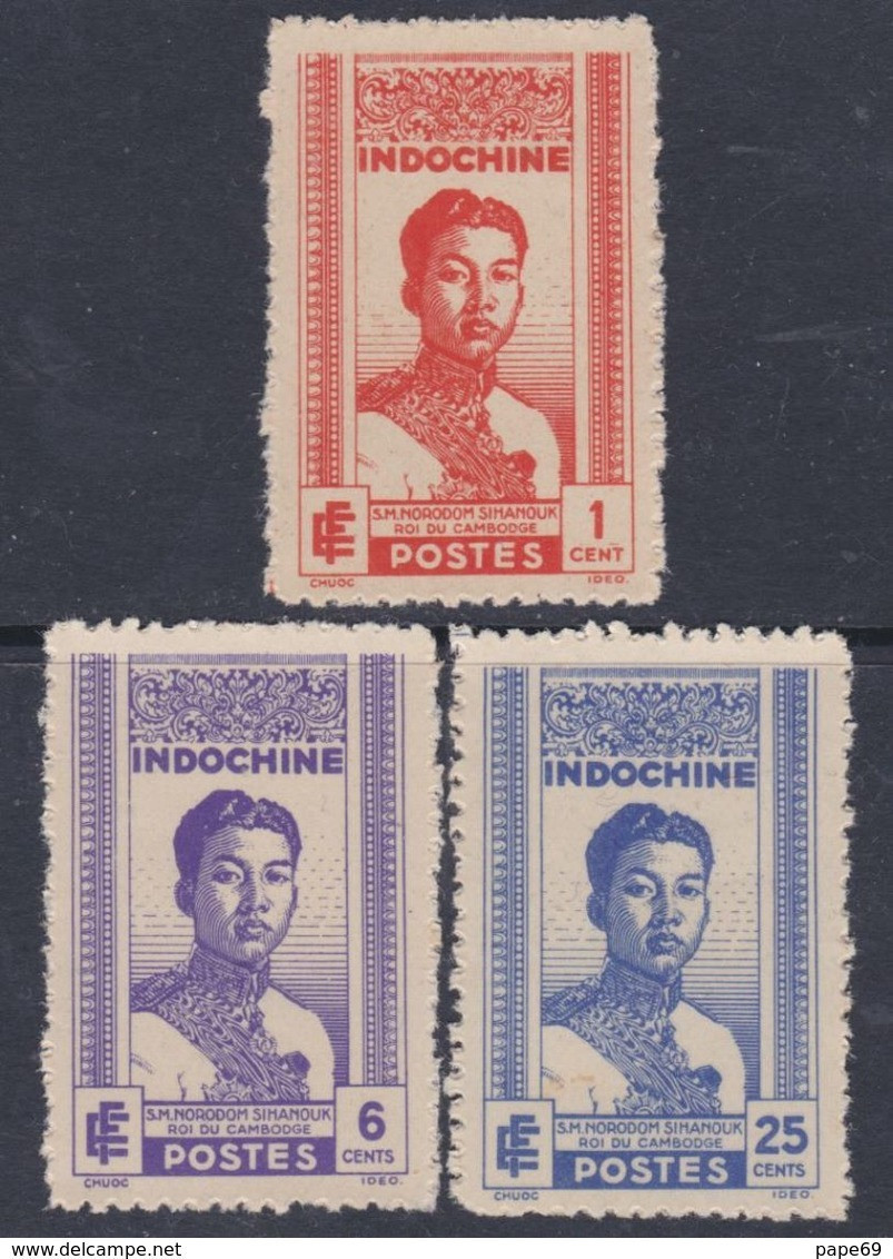Indochine N° 224 / 26 XX  Couronnement Du Roi  Sihanouk, Les 3 Valeurs Sans Charnière,TB - Andere & Zonder Classificatie