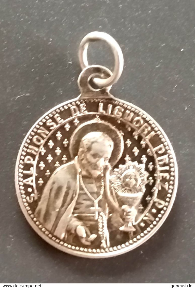 Pendentif Médaille Religieuse Fin XIXe Argent 800 "Saint Alphonse De Liguori / Notre-Dame Du Perpétuel Secours" - Religion &  Esoterik