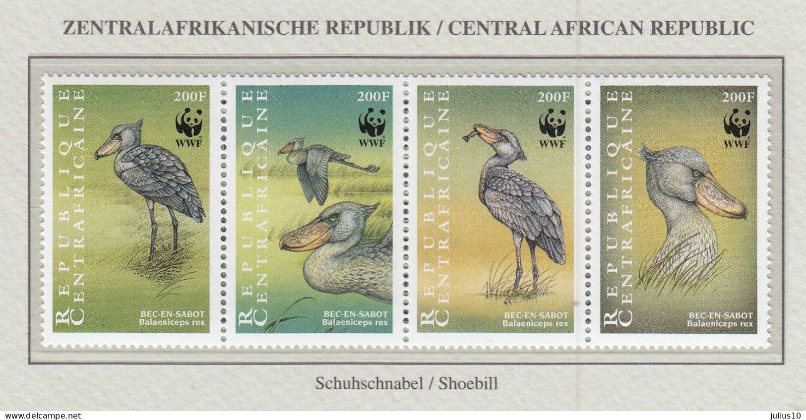 CENTRAL AFRICA 1999 WWF Birds Mi2211-2214 NH(**) Fauna 600 - Autres & Non Classés