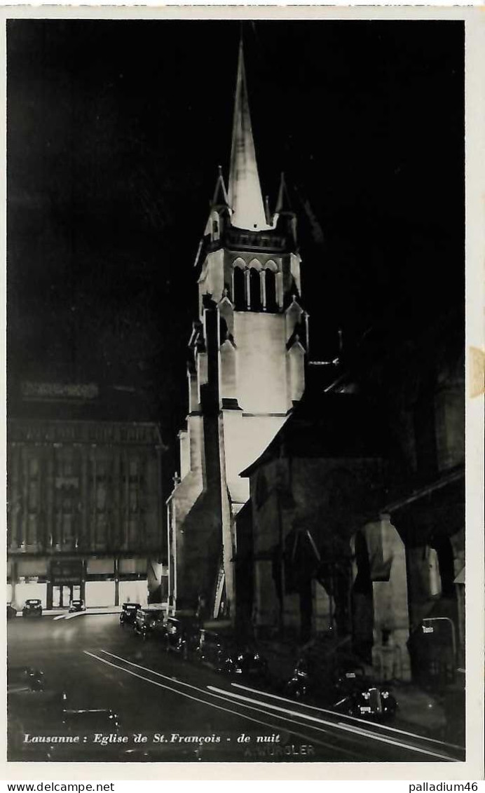 VD LAUSANNE - Eglise St. François De Nuit - Magasin Bonnard - Vieilles Voitures - Photo Wurgler Lausanne - - Lausanne