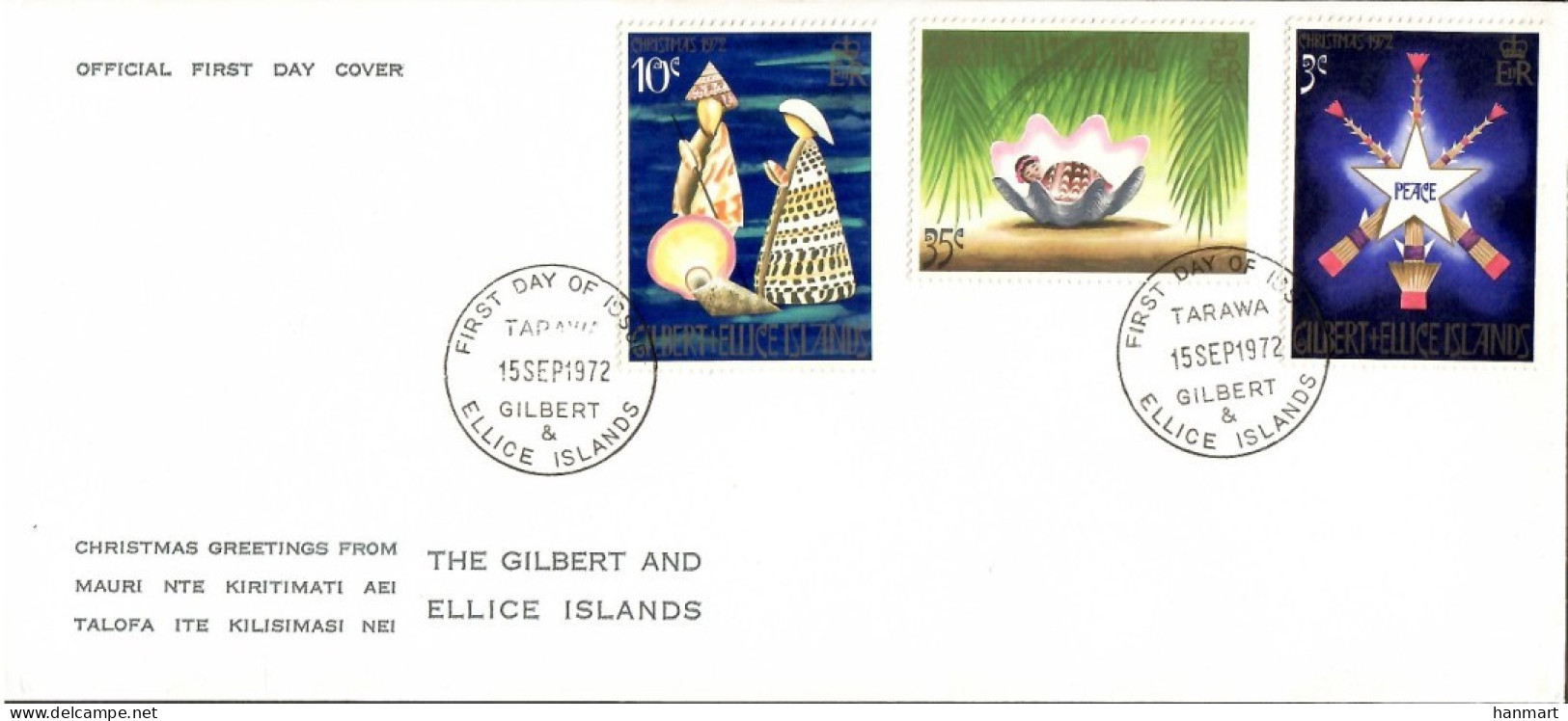 Gilbert And Ellice Islands 1972 Mi 198-200 FDC  (XFDC ZS7 WGE198-200) - Weihnachten