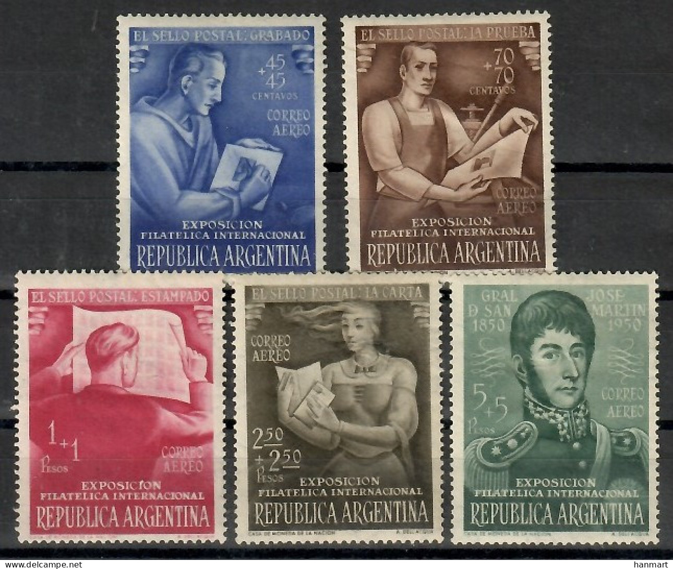 Argentina 1950 Mi 577-581 Mh - Mint Hinged  (PLZS3 ARG577-581) - Sonstige & Ohne Zuordnung