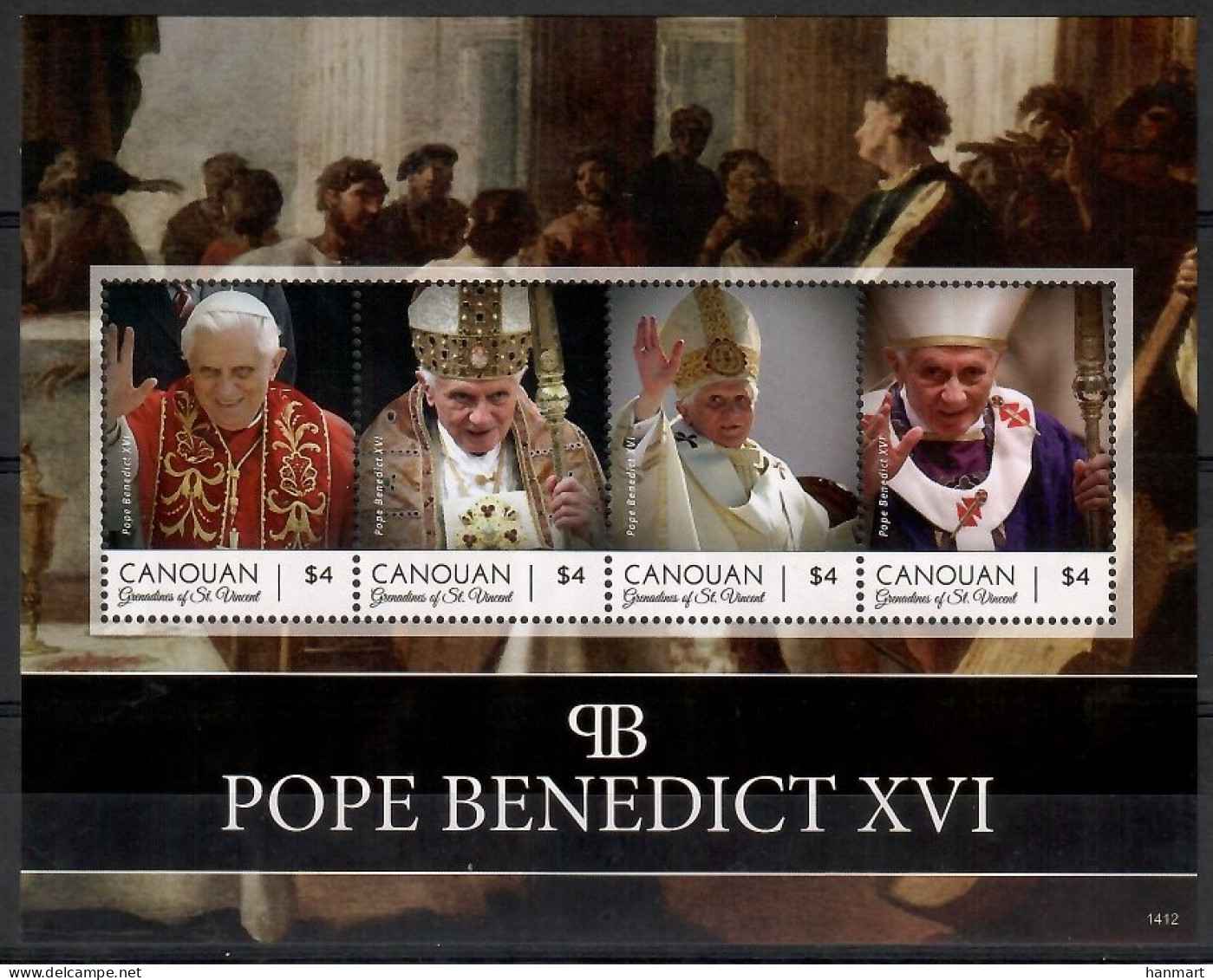 Grenadines Of St. Vincent, Canouan 2014 Mi Sheet 363-366 MNH  (ZS2 SVCark363-366) - Popes