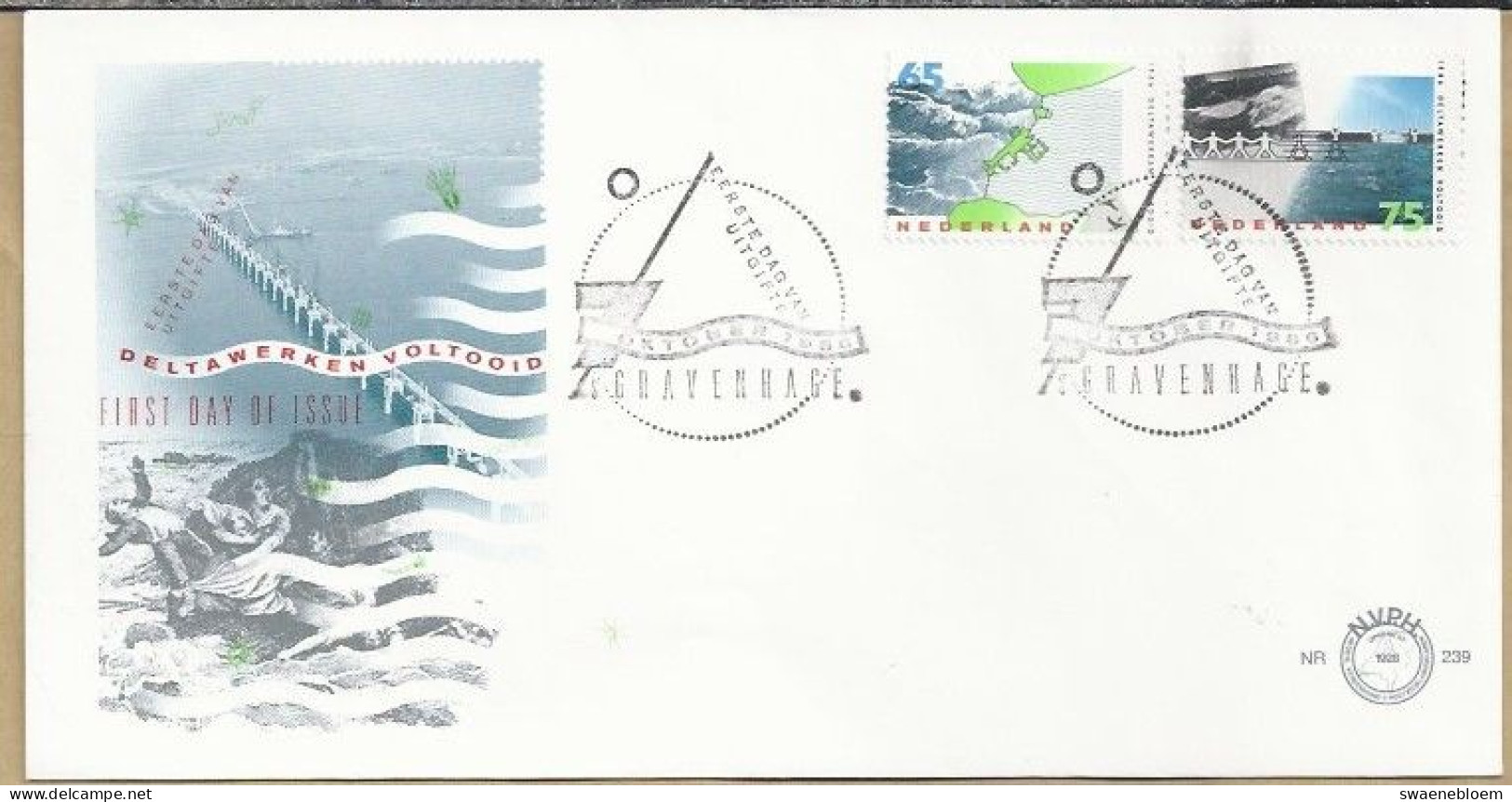 NL.- FDC. NVPH Nr. 239. EERSTE DAG VAN UITGIFTE. FIRST DAY OF ISSUE. 07-10-1986. DELTAWERKEN VOLTOOID. - FDC