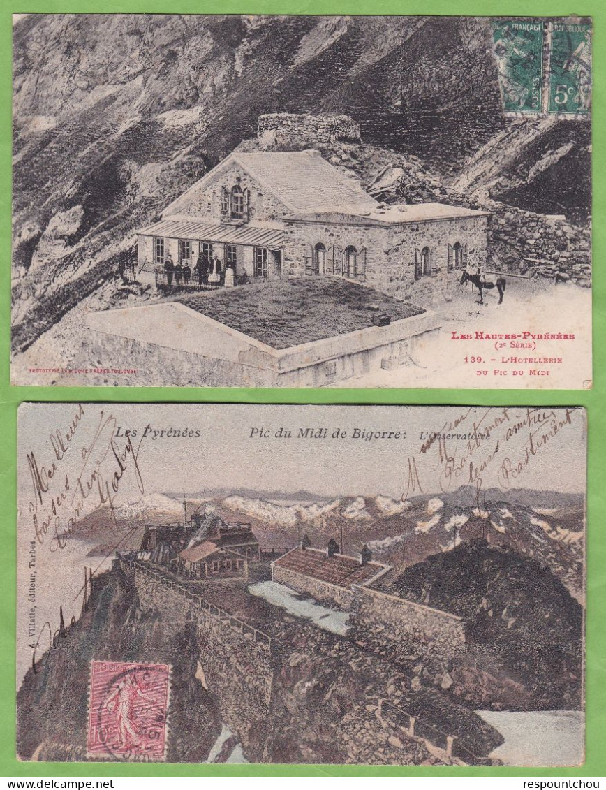 2 Belle CPA PIC DU MIDI L'Hostellerie Beau Plan + L'Observatoire Animé 65 Hautes Pyrénées - Otros & Sin Clasificación