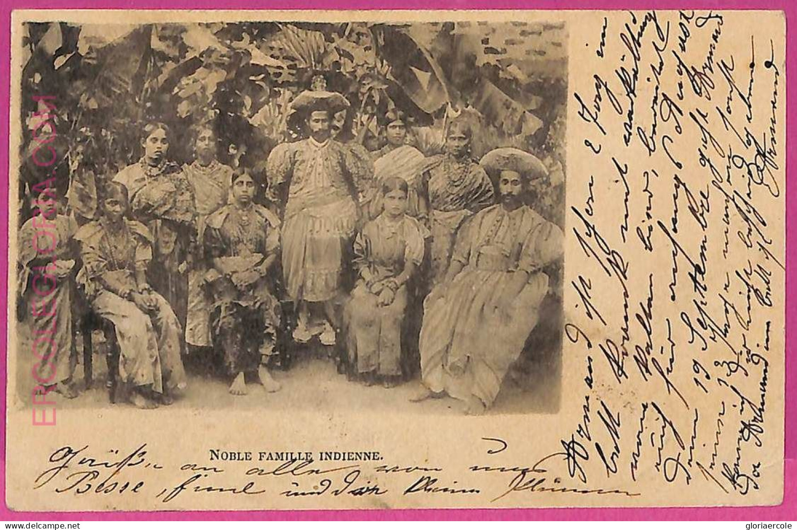 Ag3807  - INDIA - VINTAGE POSTCARD - 1904 - A Noble Indian Family - India