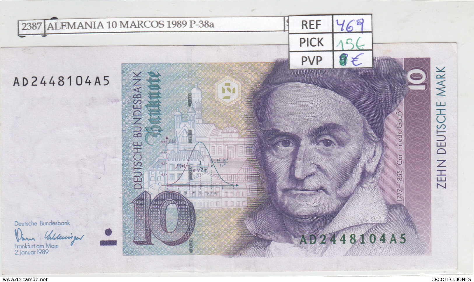 BILLETE ALEMANIA 10 MARCOS 1989 P-38a - Other - Europe