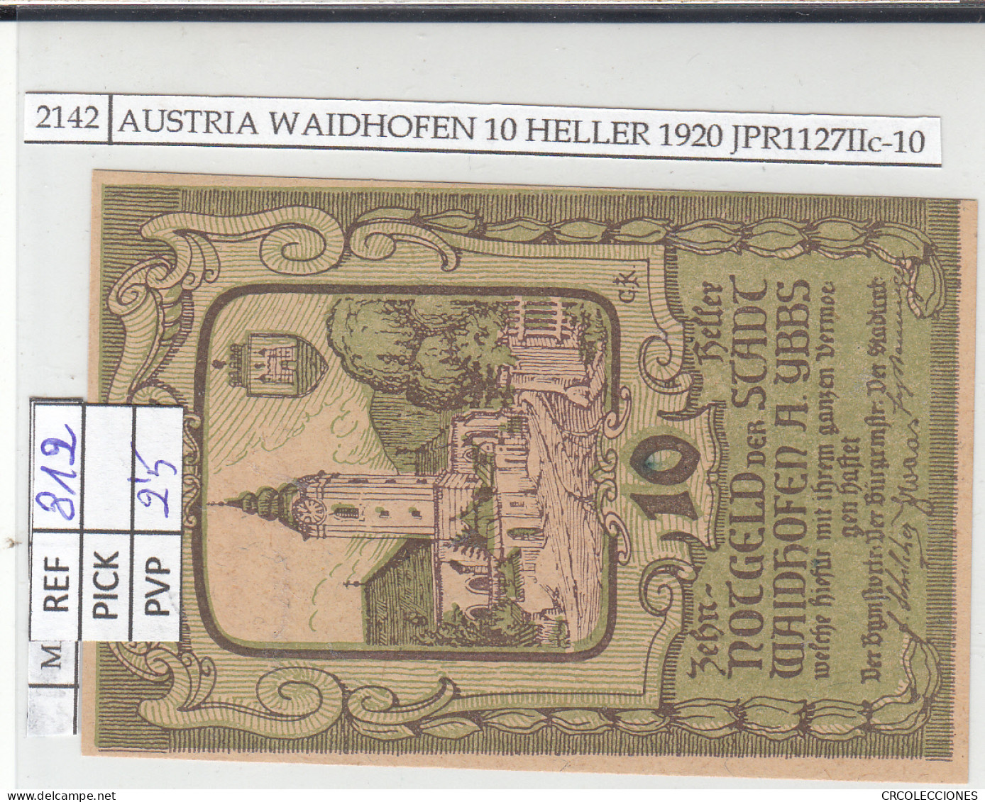 BILLETE AUSTRIA WAIDHOFEN 10 HELLER 1920 JPR1127IIc-10 - Autres - Europe