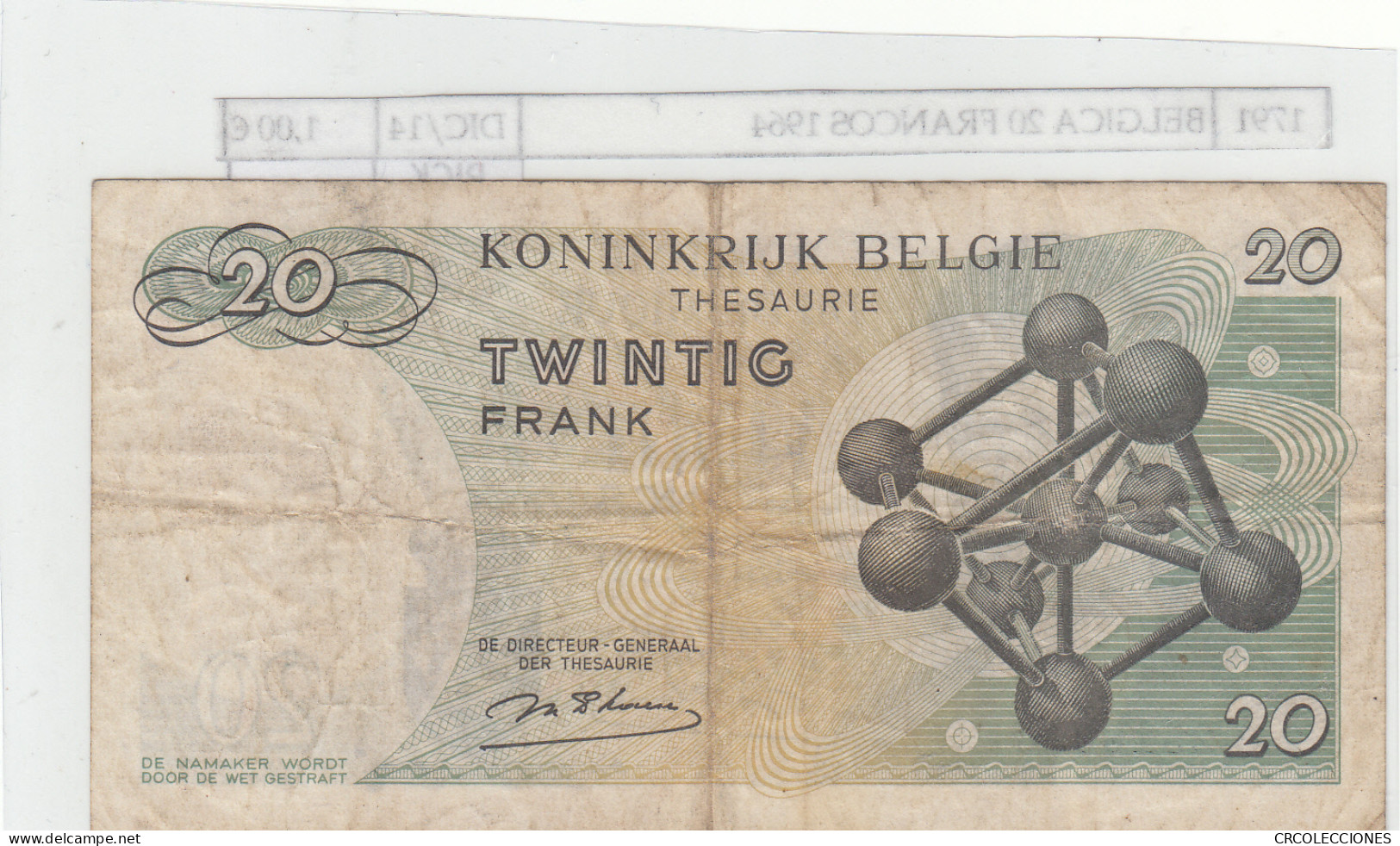 BILLETE BELGICA 20 FRANCOS 1964 P-138a.1 - Sonstige – Europa