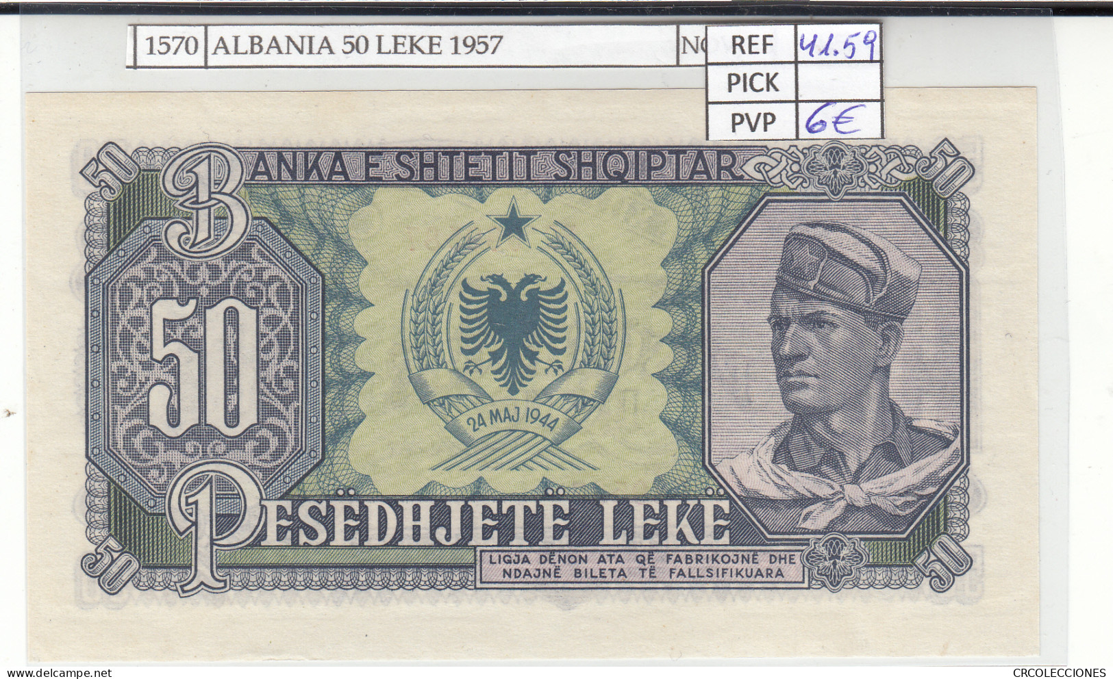 BILLETE ALBANIA 50 LEKE 1957 P-29a  - Andere - Europa