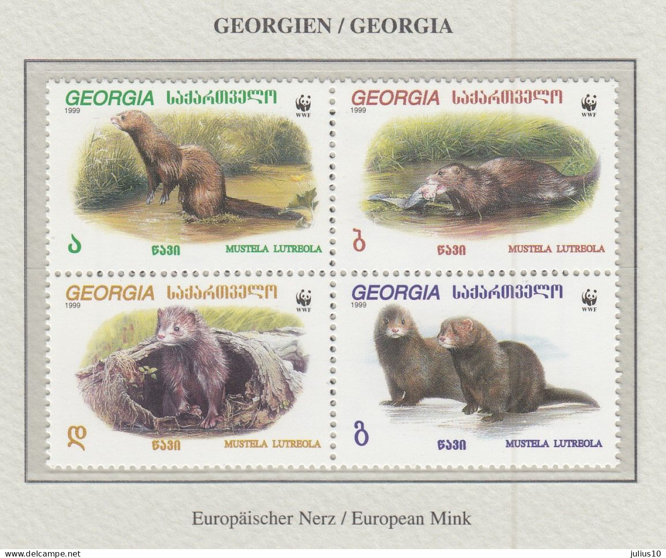 GEORGIA 1999 WWF Animals Mink Mi 308-311 MNH(**) Fauna 602 - Nuevos