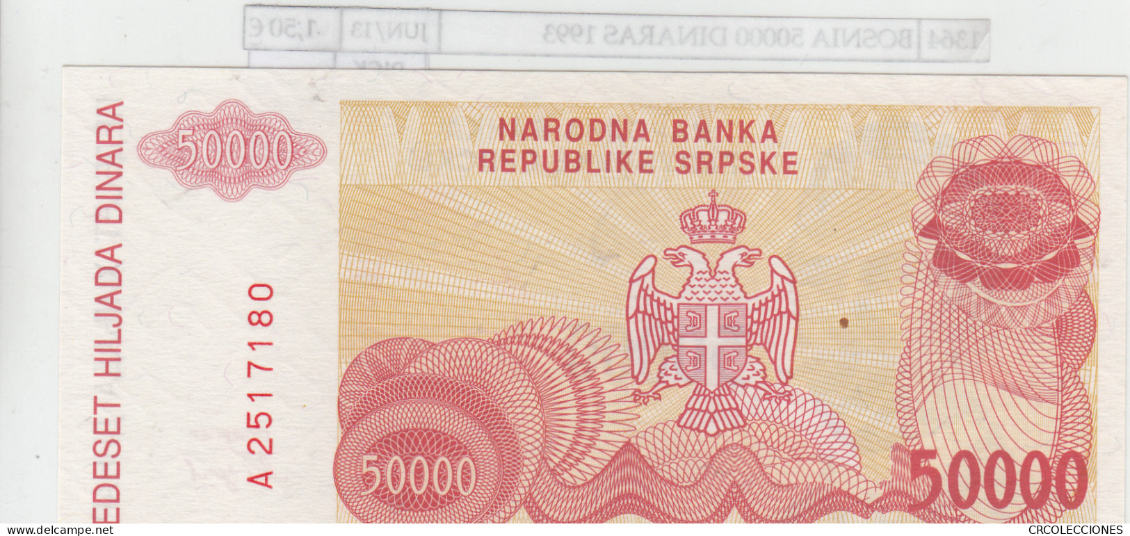 BILLETE BOSNIA HERZEGOBINA 50.000 DINARA 1993 P-153a  - Sonstige – Europa