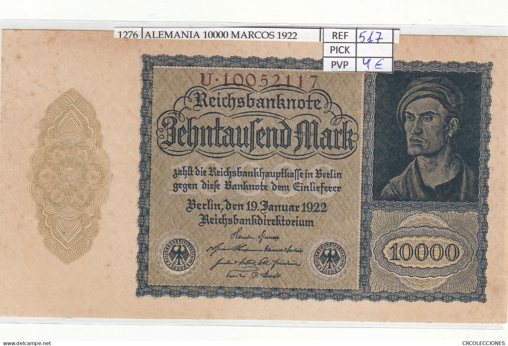 BILLETE ALEMANIA 10.000 MARCOS 1922 P-72/2  - Other - Europe